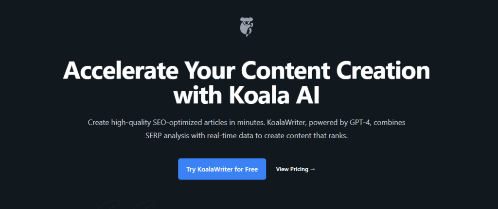 Koala AI vs Content at Scale koala ai page